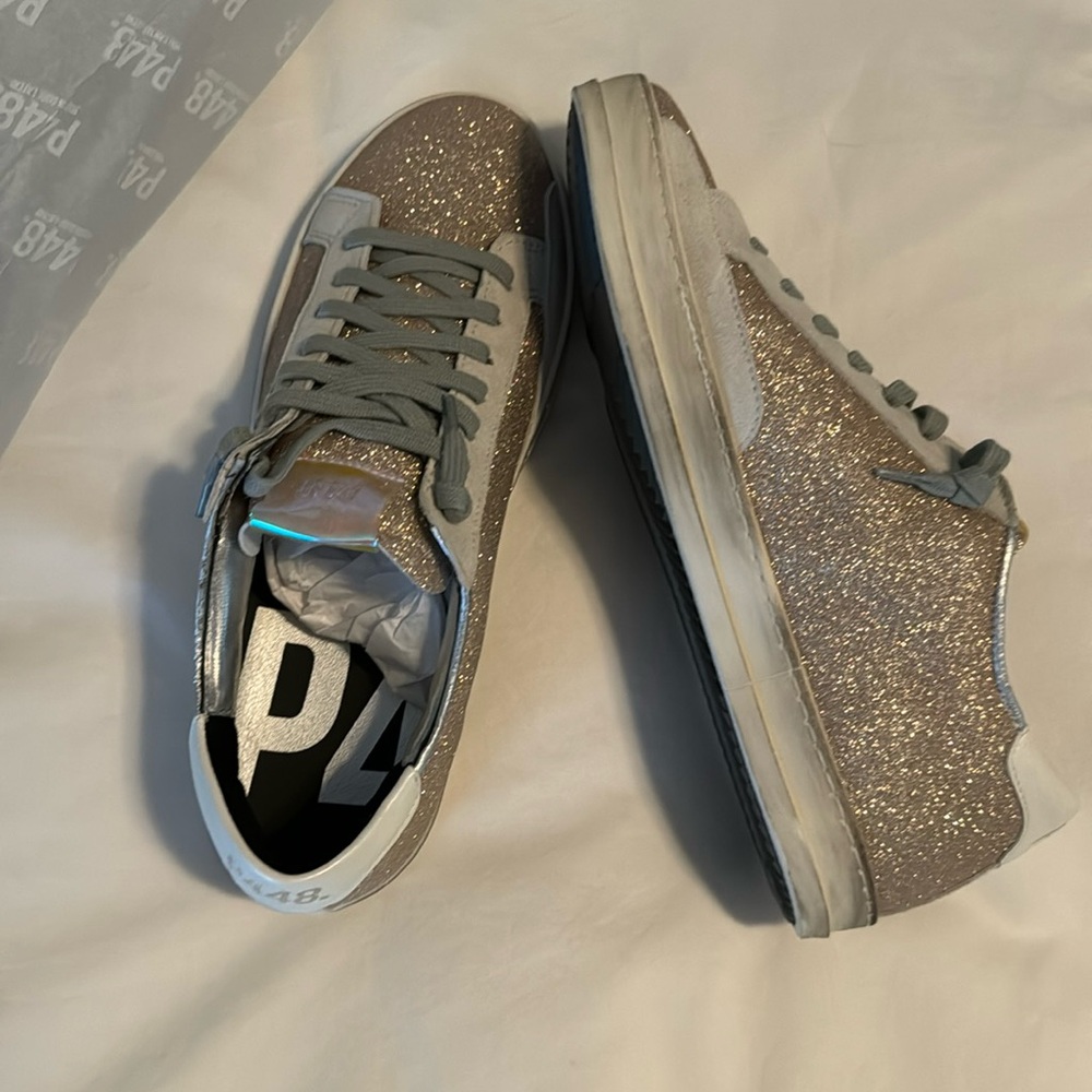 P448 GLITTER LIGHT PINK SNEAKERS NWT